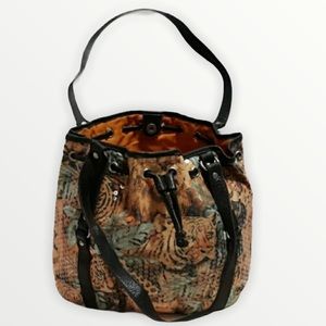 BUENO Animal Print Canvas Sequins Satchel Bag.